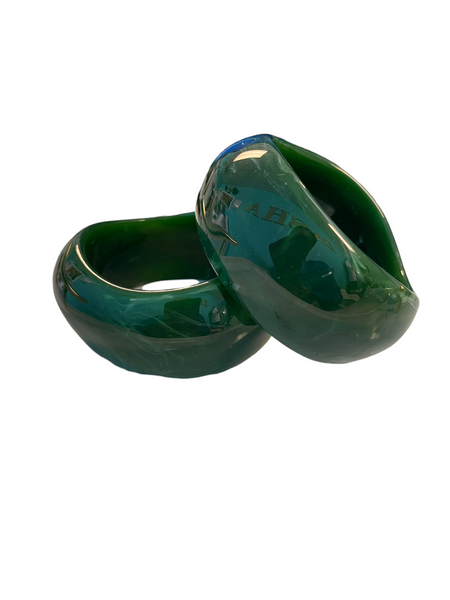 Acrylic Green Marble Bangle Bracelet