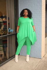 Classy Hi Lo Two Piece Set in Green