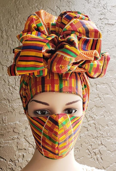 Kente Head Wrap and Face Mask