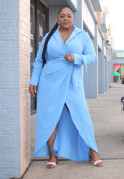 Classic Wrap Dress in Blue