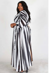 Stripe Chiffon Dress (Regular & Plus)