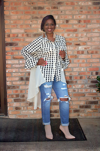Houndstooth High Lo Blouse