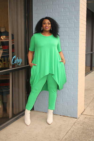 Classy Hi Lo Two Piece Set in Green