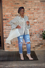 Houndstooth High Lo Blouse