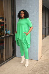 Classy Hi Lo Two Piece Set in Green